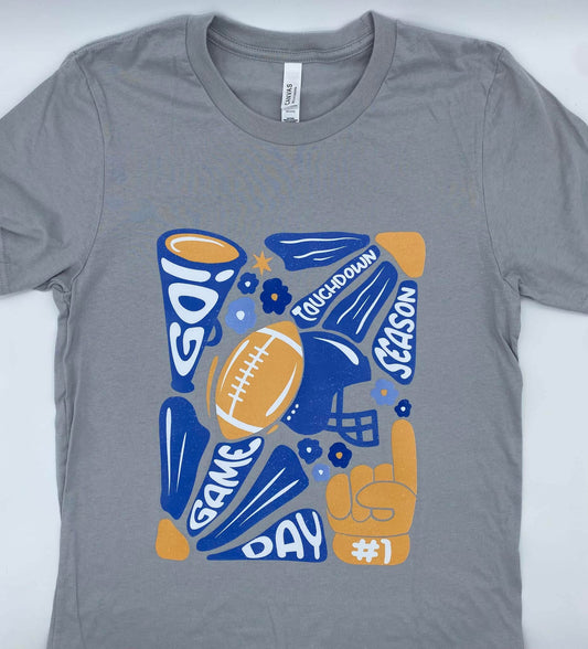 Floral Football Blue and Gold Shirt