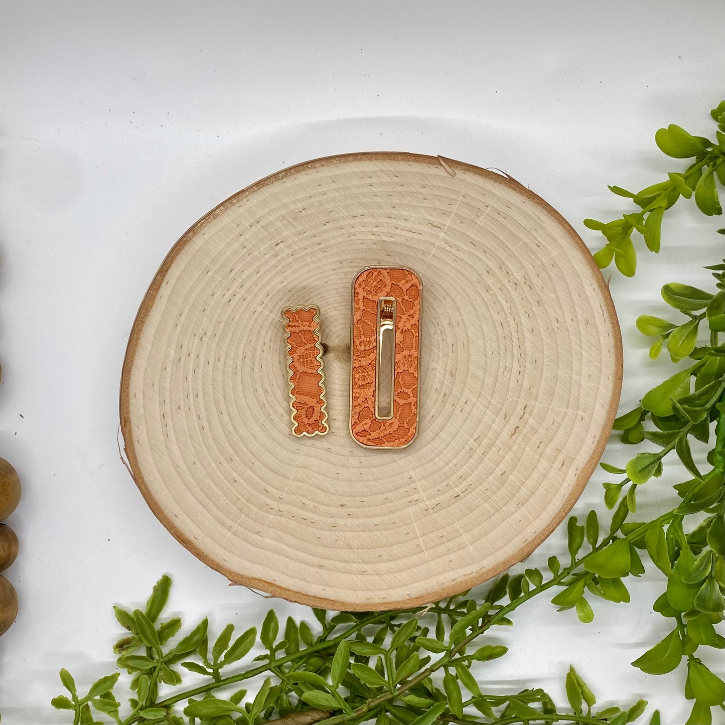 Coral Lace Hair Clip
