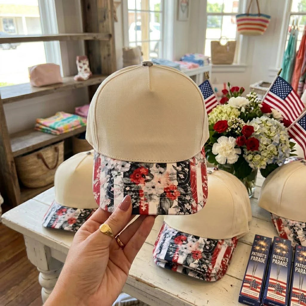 Patriotic Floral Trucker Cap